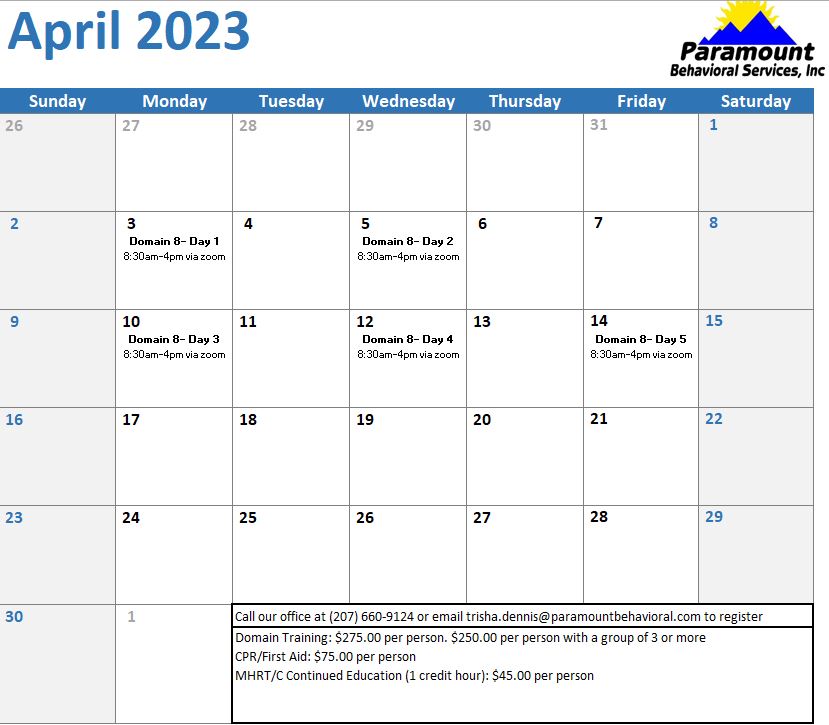 Training Schedule